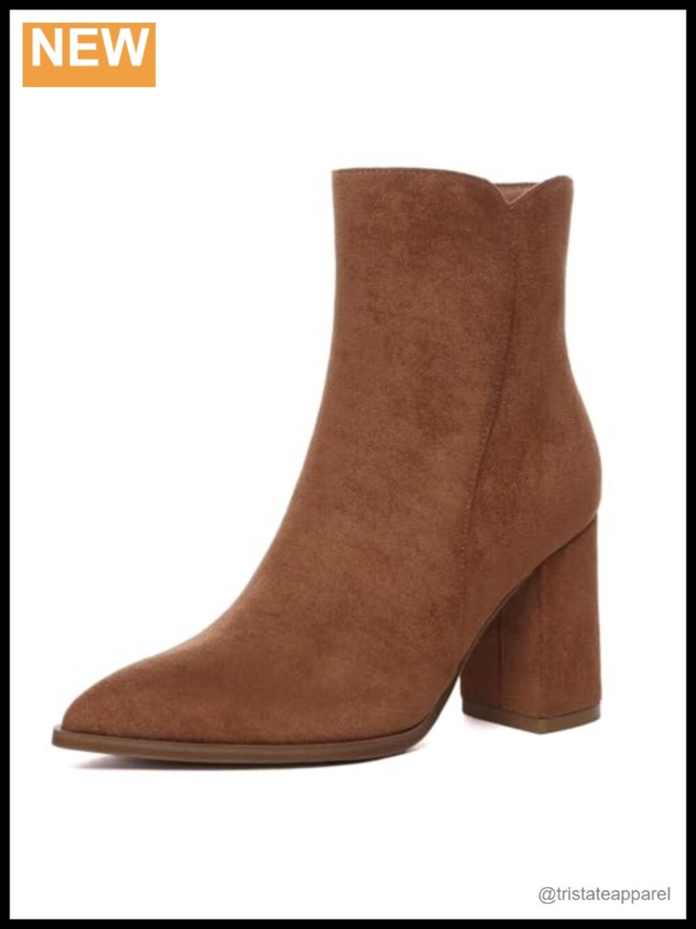 Women's Chunky High Heel Pointed Toe Ankle Booties with Side Zipper